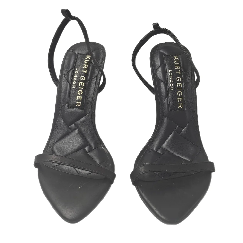 Kurt Geiger London Brixton Black Stiletto Sandals Quilted Heel Womens 6 EU36